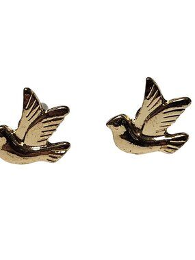 Elegant Gold Tone Dove Bird Stud Earrings Peace Love Fashion Jewelry Women Gift